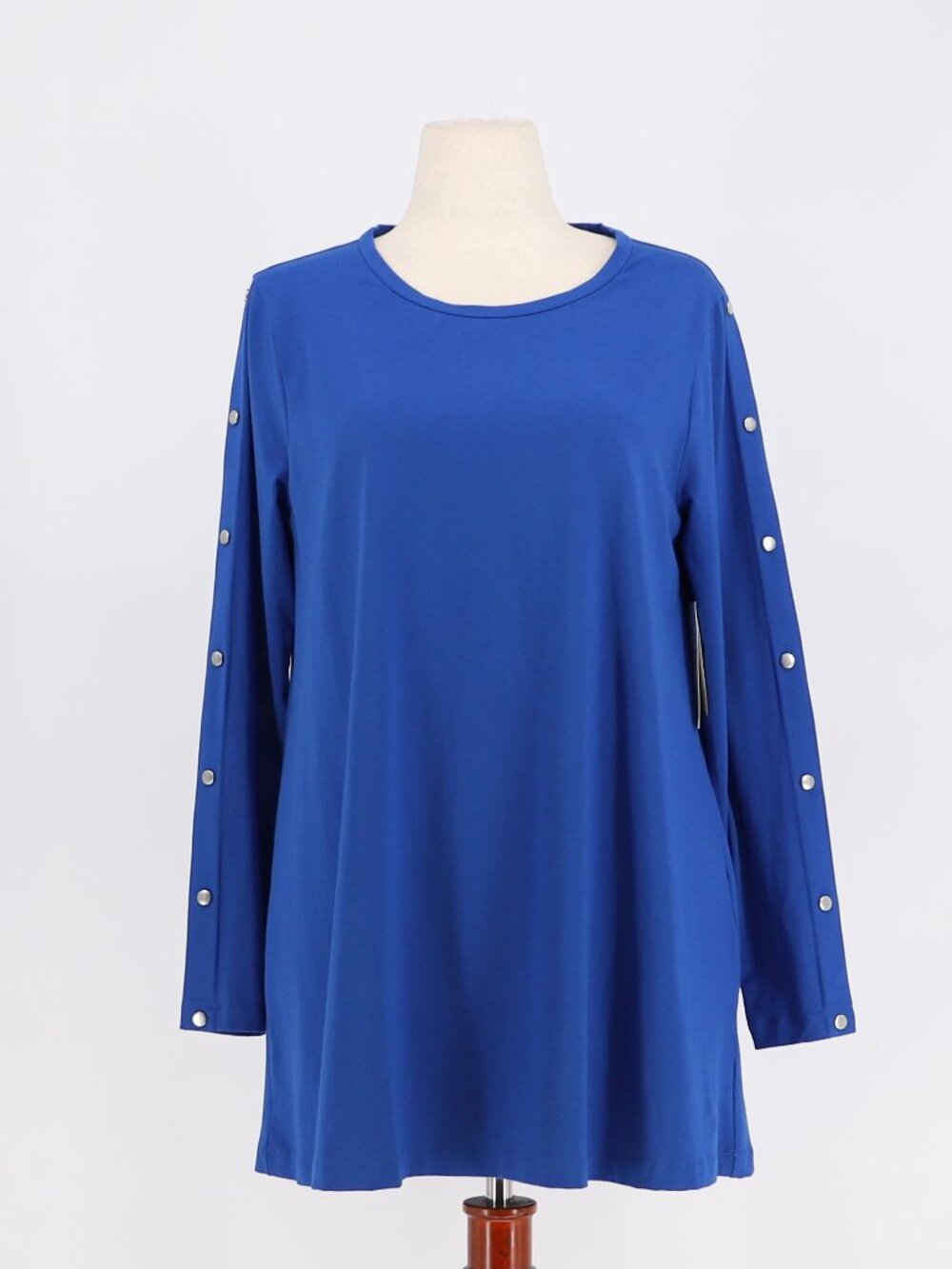 NWT CHICO'S Button Sleeve Knit Tunic Top in Cobalt Blue Size 2/L